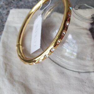J Crew Gold Tone Rhinestone Hinge Bracelet New With Tags NWT Elegant